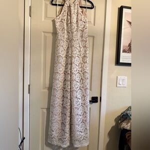 Julia Jordan- Sz 6- Lace Halter Jumpsuit- White&Cream